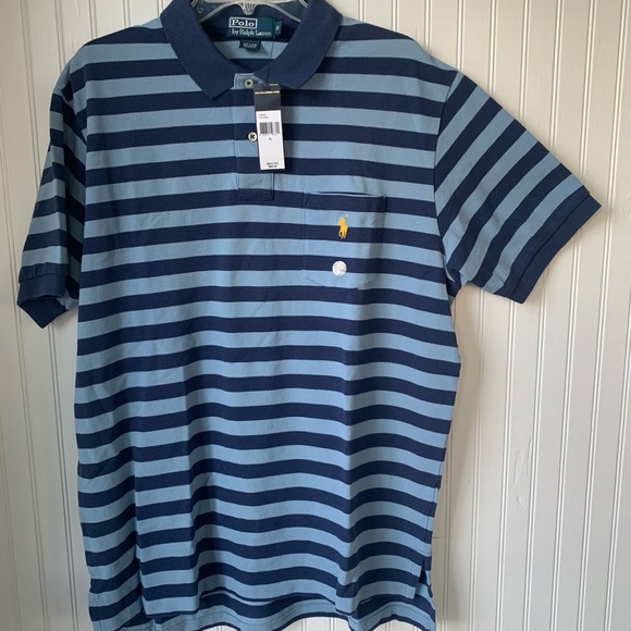 Polo by Ralph Lauren (XL) (NWT) Blue Stripe w/yellow embroidered Polo Horse - Picture 2 of 9